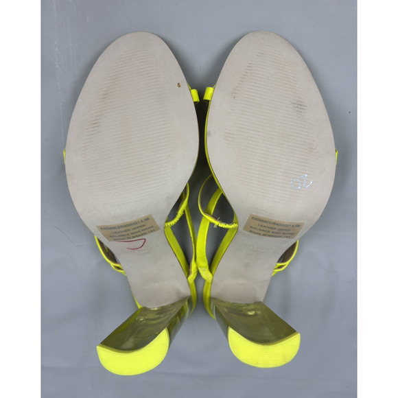 Steve Madden Radiance Strappy Heels Womens 6.5M Neon Yellow Transparent Heel - Picture 12 of 13